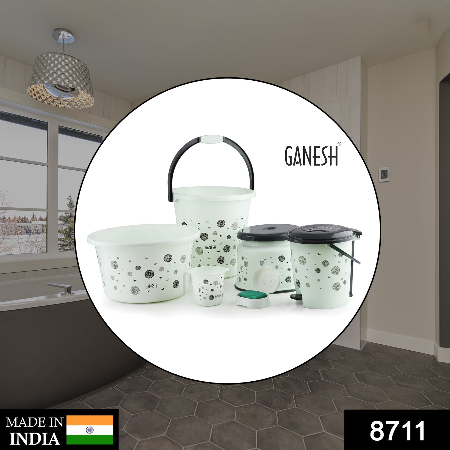 8711 PLASTIC BATHROOM ACCESSORIES SET 6 PCS BATH SET BATHROOM BUCKET WITH DUSTBIN MUG, STOOL, SOAP CASE,TUB DeoDap 8711 PLASTIC BATHROOM ACCESSORIES SET 6 PCS BATH SET BATHROOM BUCKET WITH DUSTBIN MUG, STOOL, SOAP CASE,TUB DeoDap